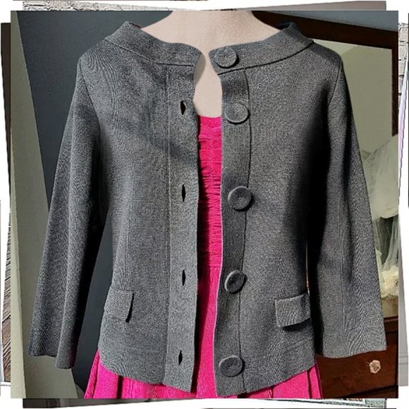 Vintage 2005 Tight Knit Navy Blue Silk Blend Cardigan (S) by Ann Taylor - Picture 1 of 6